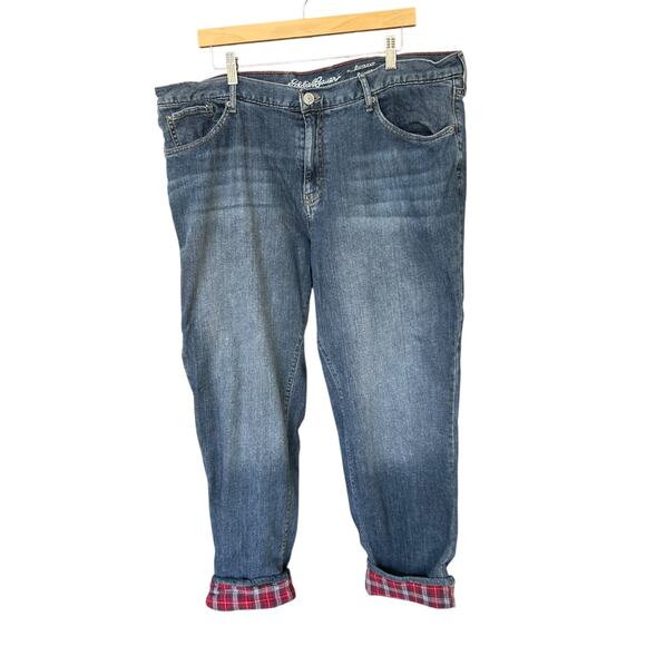 Eddie Bauer Women's Flannel-Lined Boyfriend Relaxed Jeans Size 20 EUC - Picture 2 of 7